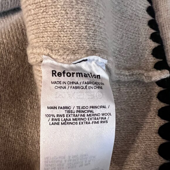 Reformation Isabelle Regenerative Wool Sweater Jacket Beige Size L - Picture 8 of 9